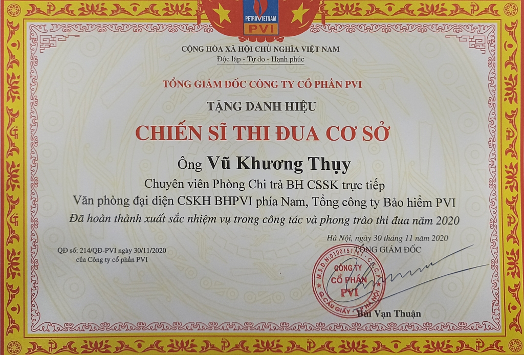 Bằng khen 1